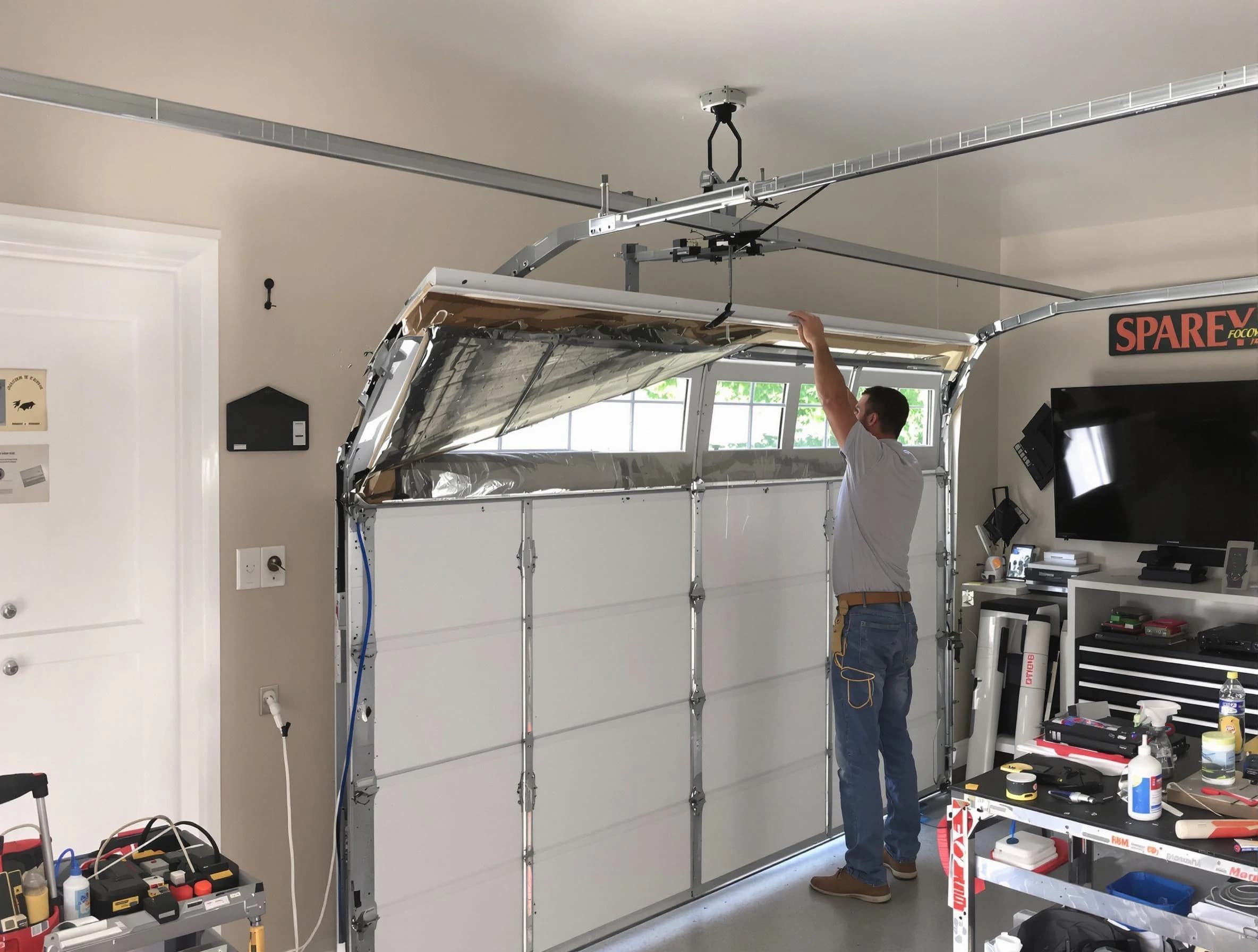 Garage door section replacement by Marshall Garage Door Repair in Marshall