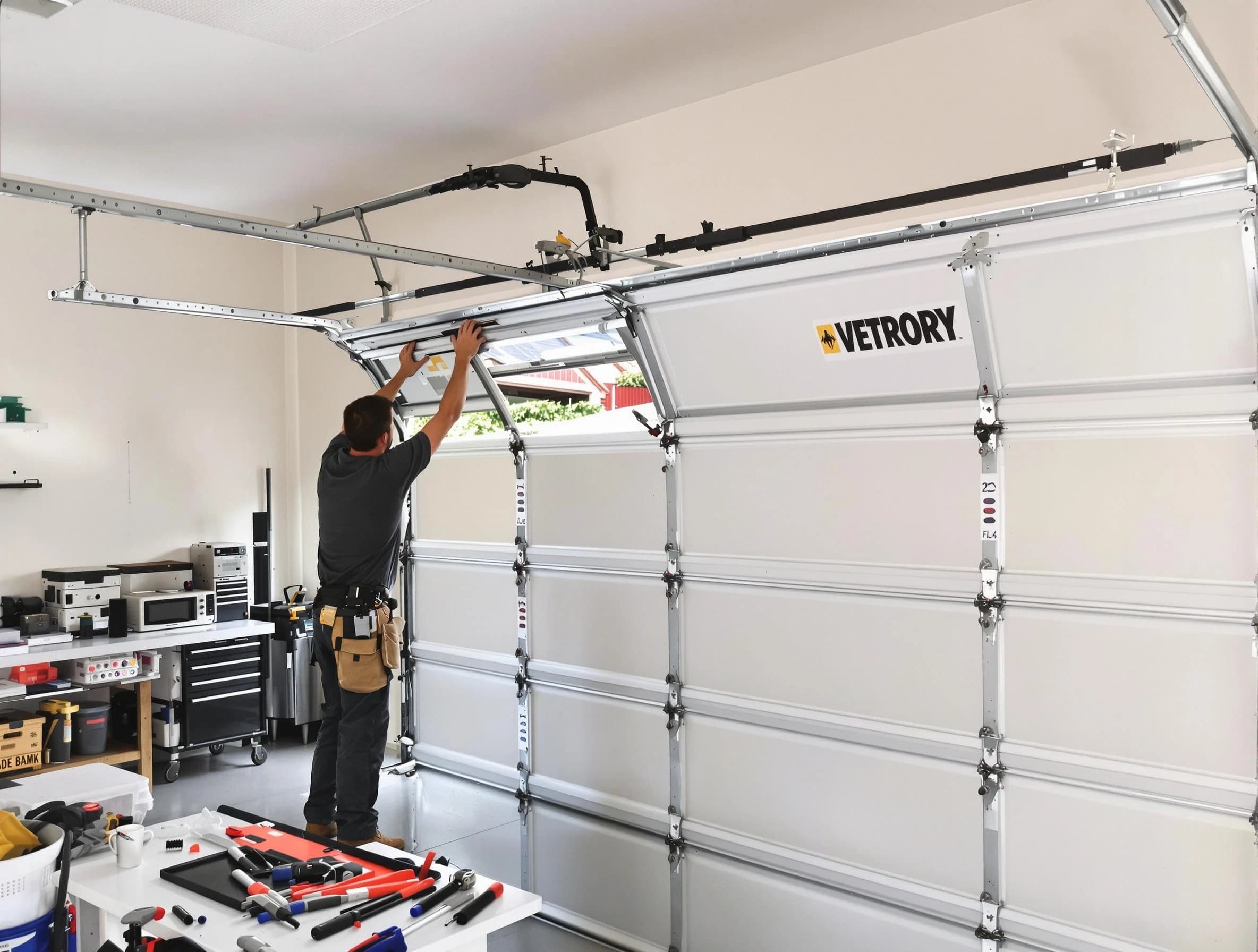Marshall Garage Door Repair technician performing section replacement in Marshall