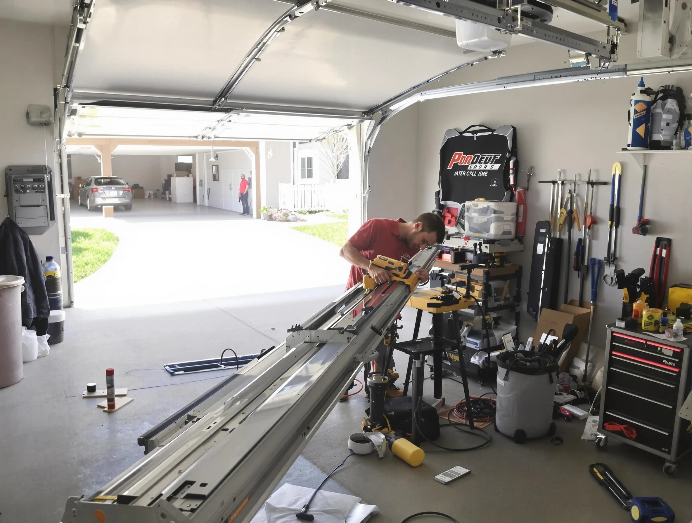 Marshall Garage Door Repair expert performing track repair in Marshall