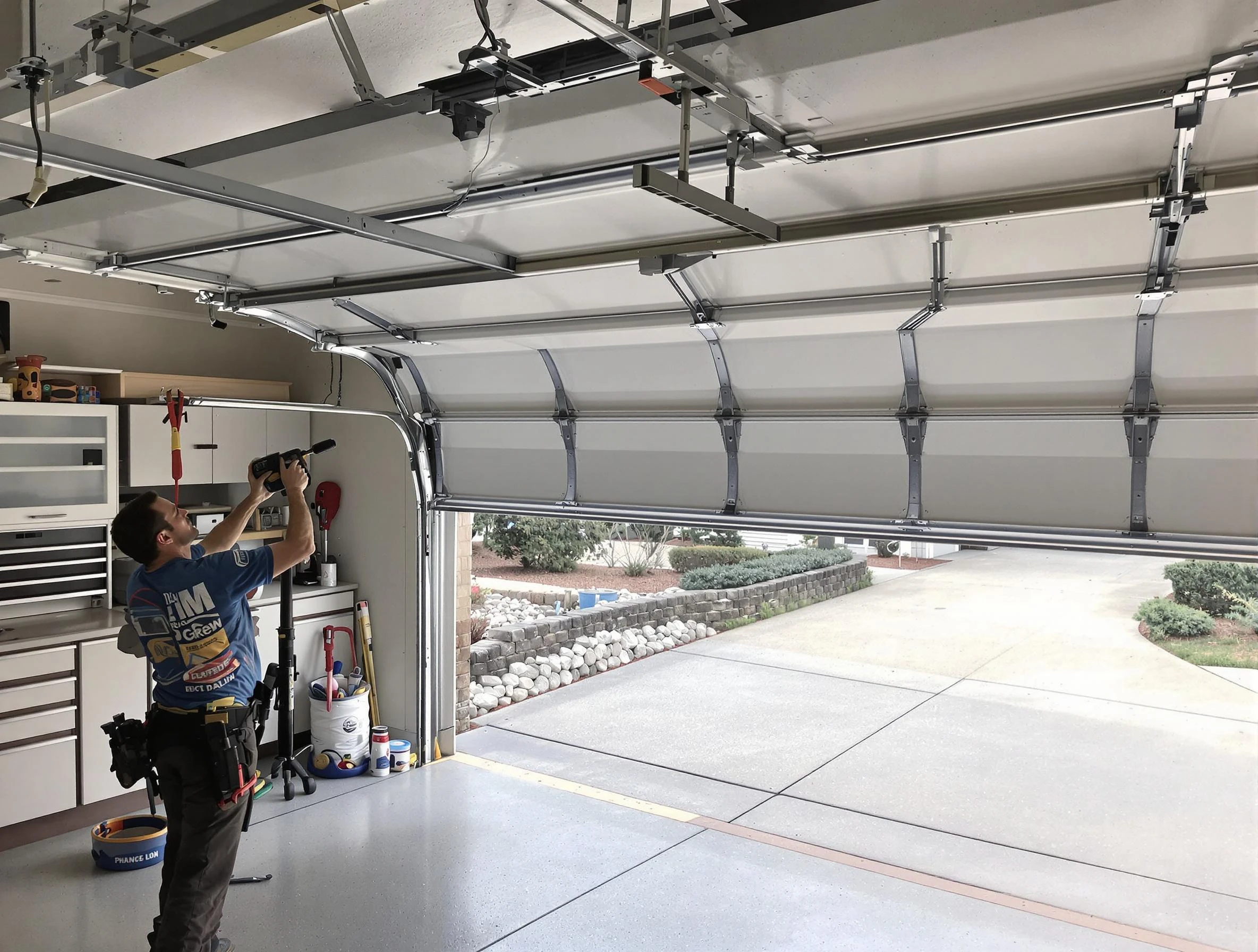 Garage door track repair service by Marshall Garage Door Repair in Marshall